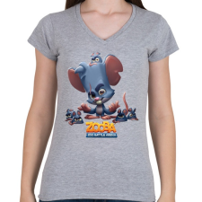 PRINTFASHION Zooba - Louie  - Női V-nyakú póló - Sport szürke női póló