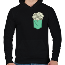 PRINTFASHION ZSEB-Dollár - Férfi kapucnis pulóver - Fekete férfi pulóver, kardigán