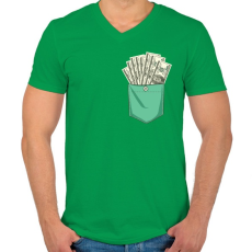 PRINTFASHION ZSEB-Dollár - Férfi V-nyakú póló - Zöld