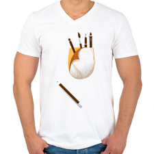 PRINTFASHION Zseb ecsettel - Férfi V-nyakú póló - Fehér férfi póló