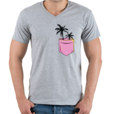 PRINTFASHION ZSEB-Pálma - Férfi V-nyakú póló - Sport szürke férfi póló