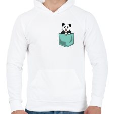 PRINTFASHION ZSEB-Panda - Férfi kapucnis pulóver - Fehér férfi pulóver, kardigán