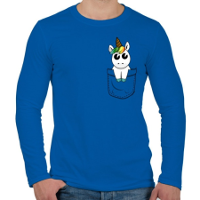 PRINTFASHION Zseb unikornis - Férfi hosszú ujjú póló - Királykék férfi póló