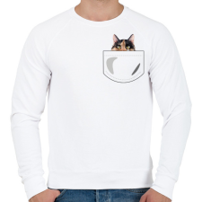 PRINTFASHION Zsebes macska - Férfi pulóver - Fehér férfi pulóver, kardigán