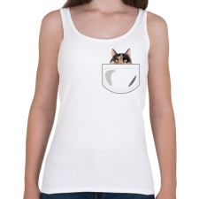 PRINTFASHION Zsebes macska - Női atléta - Fehér női trikó