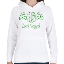 PRINTFASHION Zseni vagyok - Női kapucnis pulóver - Fehér női pulóver, kardigán