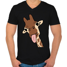 PRINTFASHION Zsiráf - Férfi V-nyakú póló - Fekete férfi póló
