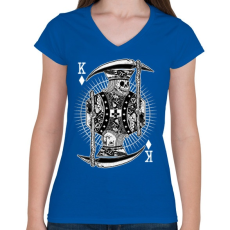 PRINTFASHION Zsugakirály - Női V-nyakú póló - Királykék