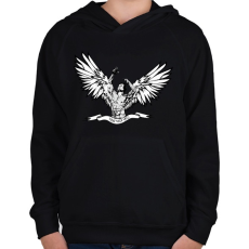 PRINTFASHION Zyzz Angel - Gyerek kapucnis pulóver - Fekete