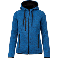 PROACT cipzáras kapucnis vastag Női pulóver bolyhos belsővel PA366, Light Royal Blue Mélange-S női pulóver, kardigán