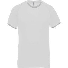 PROACT férfi performance sportpóló kontrasztos szélekkel PA406, White/Fine Grey-L férfi póló