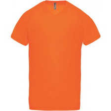 PROACT Férfi póló Proact PA476 Men’S v-neck Short Sleeve Sports T-Shirt -M, Fluorescent Orange férfi póló