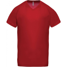 PROACT Férfi póló Proact PA476 Men’S v-neck Short Sleeve Sports T-Shirt -S, Red férfi póló
