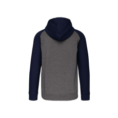 PROACT kétszínű cipzáras kapucnis kapucnis pulóver PA380, Grey Heather/Sporty Navy-S