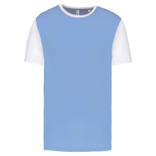 PROACT kétszínű rövid ujjú környakas unisex sportpóló PA4023, Sky Blue/White-XL férfi póló