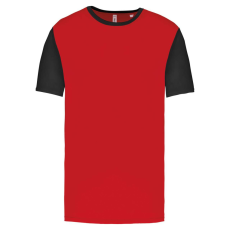 PROACT kétszínű rövid ujjú környakas unisex sportpóló PA4023, Sporty Red/Black-XL