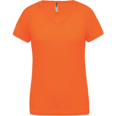 PROACT Női póló Proact PA477 Ladies’ v-neck Short Sleeve Sports T-Shirt -2XL, Fluorescent Orange