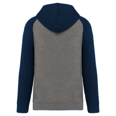 PROACT PA369 kétszínű raglán ujjú kapucnis pulóver Proact, Grey Heather/Sporty Navy-XS