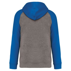 PROACT PA369 kétszínű raglán ujjú kapucnis pulóver Proact, Grey Heather/Sporty Royal Blue-XS