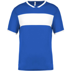 PROACT PA4000 rövid ujjú V-nyakú férfi sportpóló, kontrasztos betéttel Proact, Sporty Royal Blue/White-XL