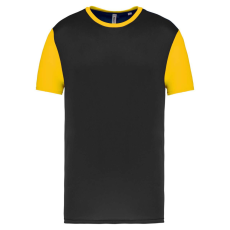 PROACT PA4023 kétszínű rövid ujjú környakas unisex sportpóló Proact, Black/Sporty Yellow-M