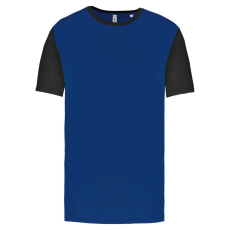 PROACT PA4023 kétszínű rövid ujjú környakas unisex sportpóló Proact, Dark Royal Blue/Black-S