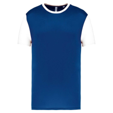 PROACT PA4023 kétszínű rövid ujjú környakas unisex sportpóló Proact, Dark Royal Blue/White-XS