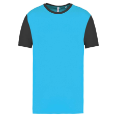 PROACT PA4023 kétszínű rövid ujjú környakas unisex sportpóló Proact, Light Turquoise/Dark Grey-L