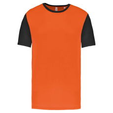 PROACT PA4023 kétszínű rövid ujjú környakas unisex sportpóló Proact, Orange/Black-S