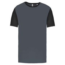 PROACT PA4023 kétszínű rövid ujjú környakas unisex sportpóló Proact, Sporty Grey/Black-3XL