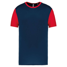 PROACT PA4023 kétszínű rövid ujjú környakas unisex sportpóló Proact, Sporty Navy/Sporty Red-XL