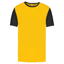 PROACT PA4023 kétszínű rövid ujjú környakas unisex sportpóló Proact, Sporty Yellow/Black-XL férfi póló