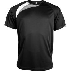 PROACT PA436 unisex rövid ujjú kereknyakú sportpóló színes panelekkel Proact, Black/White/Storm Grey-M