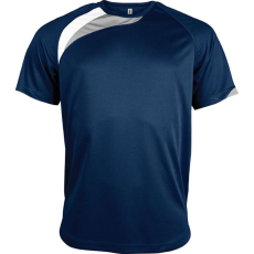 PROACT PA436 unisex rövid ujjú kereknyakú sportpóló színes panelekkel Proact, Sporty Navy/White/Storm Grey-2XL