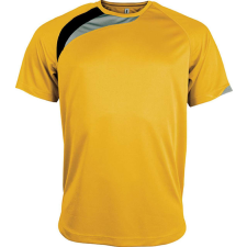 PROACT PA436 unisex rövid ujjú kereknyakú sportpóló színes panelekkel Proact, Sporty Yellow/Black/Storm Grey-L férfi póló