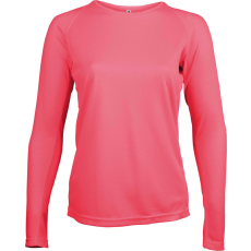 PROACT PA444 Női hosszú ujjú kereknyakú sportpóló Proact, Fluorescent Pink-M