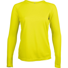 PROACT PA444 Női hosszú ujjú kereknyakú sportpóló Proact, Fluorescent Yellow-S női póló