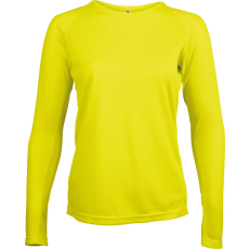 PROACT PA444 Női hosszú ujjú kereknyakú sportpóló Proact, Fluorescent Yellow-XS