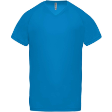 PROACT PA476 V-nyakú férfi rövid ujjú sportpóló Proact, Aqua Blue-S