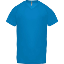 PROACT PA476 V-nyakú férfi rövid ujjú sportpóló Proact, Aqua Blue-XL férfi póló