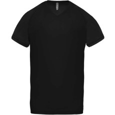 PROACT PA476 V-nyakú férfi rövid ujjú sportpóló Proact, Black-S