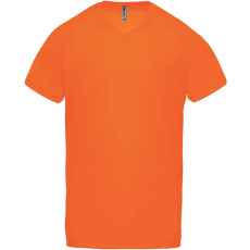 PROACT PA476 V-nyakú férfi rövid ujjú sportpóló Proact, Fluorescent Orange-XS