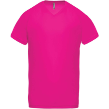 PROACT PA476 V-nyakú férfi rövid ujjú sportpóló Proact, Fuchsia-S férfi póló