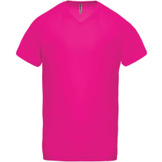 PROACT PA476 V-nyakú férfi rövid ujjú sportpóló Proact, Fuchsia-XS
