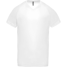 PROACT PA476 V-nyakú férfi rövid ujjú sportpóló Proact, White-L férfi póló