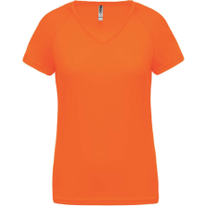 PROACT PA477 Női rövid ujjú V-nyakú sportpóló Proact, Fluorescent Orange-2XL