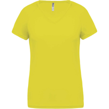 PROACT PA477 Női rövid ujjú V-nyakú sportpóló Proact, Fluorescent Yellow-2XL női póló