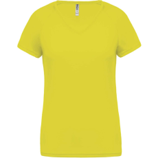 PROACT PA477 Női rövid ujjú V-nyakú sportpóló Proact, Fluorescent Yellow-M