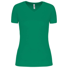 PROACT PA477 Női rövid ujjú V-nyakú sportpóló Proact, Kelly Green-2XL női póló