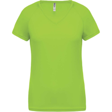 PROACT PA477 Női rövid ujjú V-nyakú sportpóló Proact, Lime-XL női póló